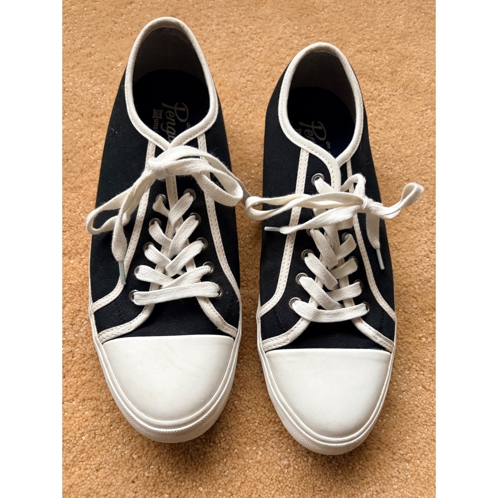 Original Penguin Mens Canvas Low Top Sneakers Black White Cap Toe Classic Sz9